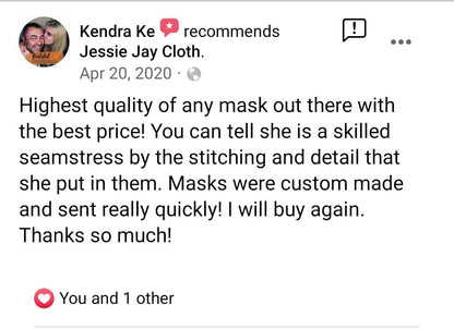 Cotton Face Masks | 4 Sizes to choose from | Soft nylon ear loops Adjustable