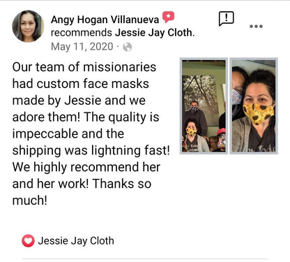 Cotton Face Masks | 4 Sizes to choose from | Soft nylon ear loops Adjustable