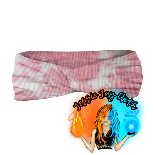 White & Pink Tie Dye | Ribbed Knit | Twist Knot Head Band | Custom Turban Head Band | 4 Sizes
