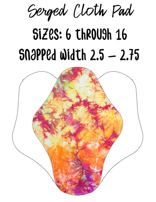 Wrap Wing Custom Cloth Pad | 6-16 inches | 2.5" OR 2.75" Snapped " | Serged Style