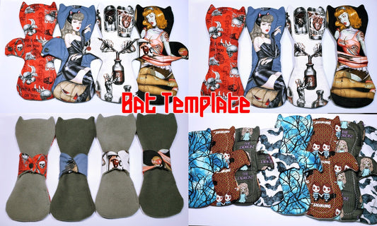 Custom Bat Shaped Cloth Pads |  8/10/12/14/16 | 2.5" Snapped Width