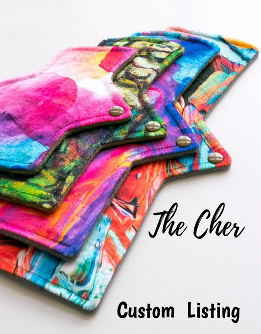 The Cher | Custom Cloth Pad | 7/9/11/13/15/ | 2.5" or 3" snapped | Straight & Great coverage width