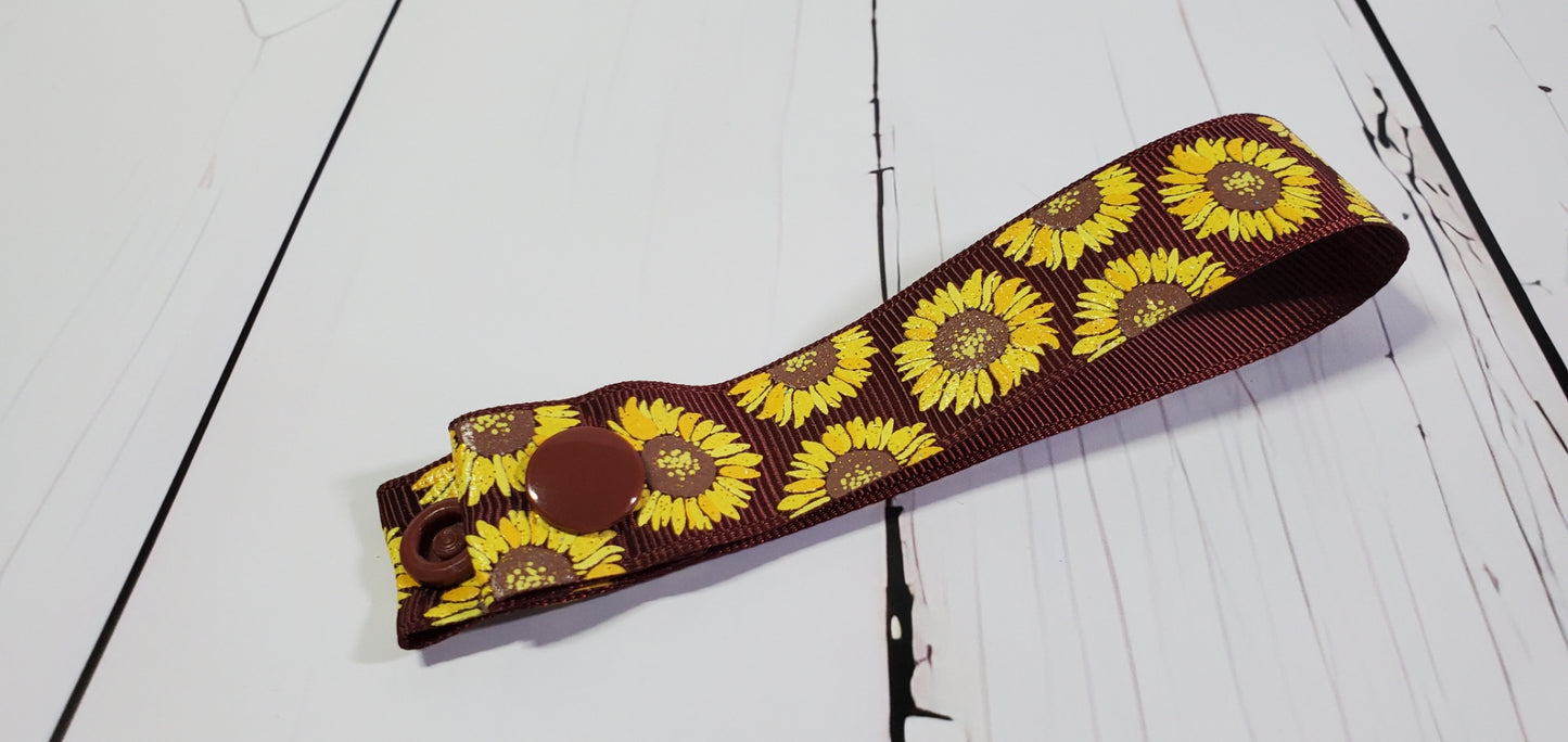 Navy & Cappuccino Sunflowers with gold flecks  | Cloth Pad Drying Strap |