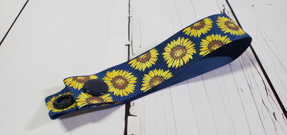 Navy & Cappuccino Sunflowers with gold flecks  | Cloth Pad Drying Strap |