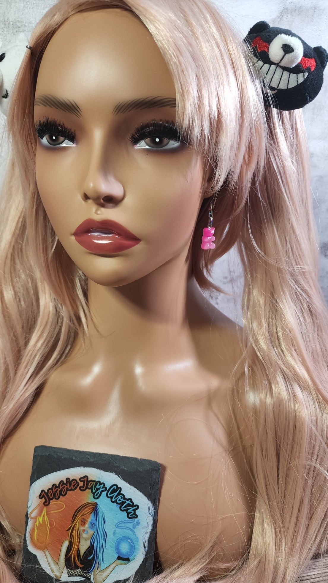 Ombre Glitter Gummy Bear Earrings | Rainbow Dangles | Pink & White