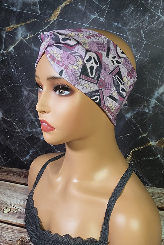 Muted Purple Ghost Face | XS 19" | RTS Cotton Lycra Head Band | Ready to ship | Horror, Scream