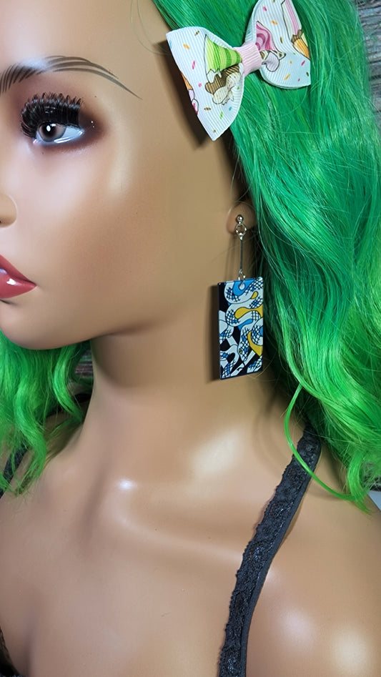 Medium Anime Inspired Earrings  | Drop Dangle Stud | Boy Demon Snake