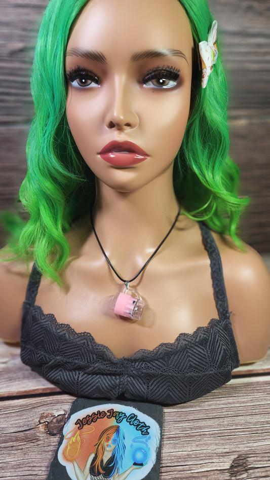 Boba Tea Glass Necklace | Dark Pink | Dragon Fruit