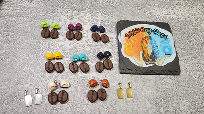Skullspresso Earrings |  Optional Meat Cleaver | Dangle Earrings | Choose your skull color | Coffee or Just the Skulls