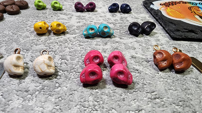 Skullspresso Earrings |  Optional Meat Cleaver | Dangle Earrings | Choose your skull color | Coffee or Just the Skulls