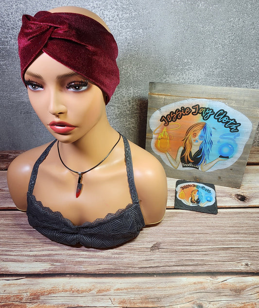Ultra Soft & Luminous Velvet Twist Knot Head Band | Custom Turban Head Band | 4 Sizes, Great for winter | Cherry, Burgundy