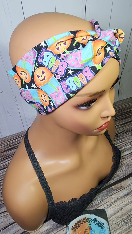Booba Halloween Boba Tea | Medium 21" | RTS Cotton Lycra Head Band | Ready to ship | Cute Spooky