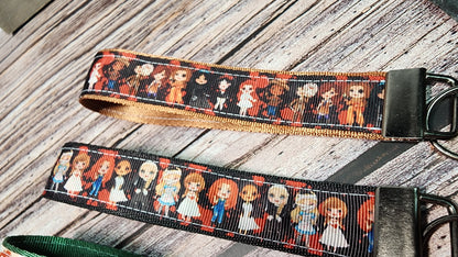Horror Wristlet Key Fob | Ribbon/Nylon Fabric Keychain | Choose your print