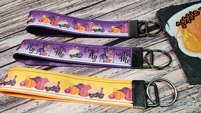Witch & Masquerade Wristlet Key Fob | Ribbon/Nylon Fabric Keychain | Choose your print