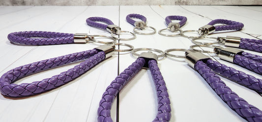 Dark Purple | Leather Braided Rope Key Chain Strap | Add on