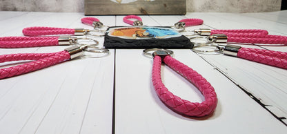Dark Pink | Leather Braided Rope Key Chain Strap | Add on