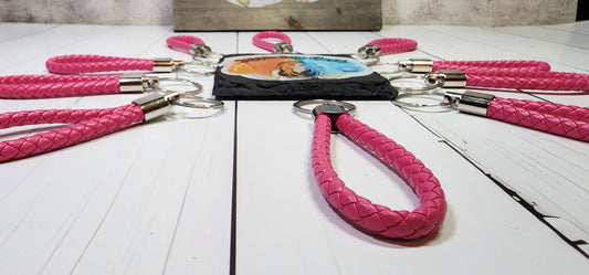 Dark Pink | Leather Braided Rope Key Chain Strap | Add on