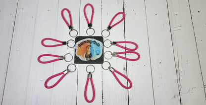 Dark Pink | Leather Braided Rope Key Chain Strap | Add on