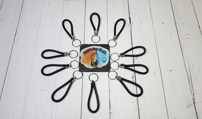 Black | Leather Braided Rope Key Chain Strap | Add on