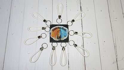 White | Leather Braided Rope Key Chain Strap | Add on