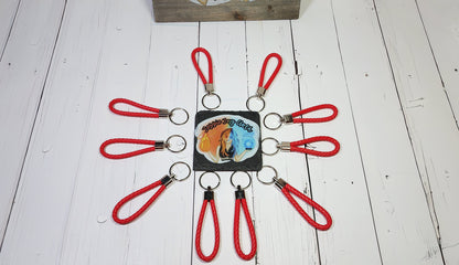 Blood Red | Leather Braided Rope Key Chain Strap | Add on