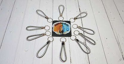 White & Black | Leather Braided Rope Key Chain Strap | Add on