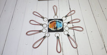 Burgundy & White | Leather Braided Rope Key Chain Strap | Add on