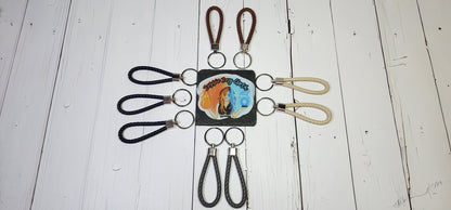 Navy, Brown, Khaki, & Dark Grey | Leather Braided Rope Key Chain Strap | Add on