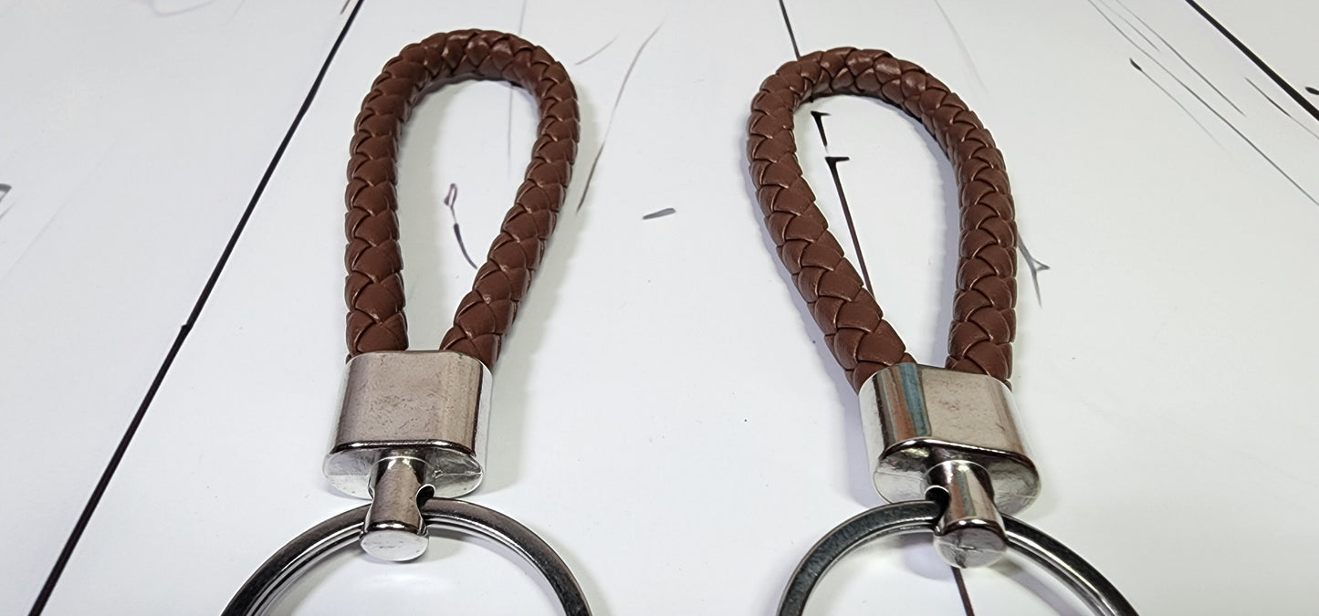 Navy, Brown, Khaki, & Dark Grey | Leather Braided Rope Key Chain Strap | Add on