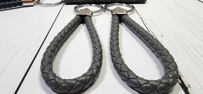 Navy, Brown, Khaki, & Dark Grey | Leather Braided Rope Key Chain Strap | Add on