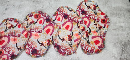 6/7/8/9/10/12/14 Set or SINGLE |  Serged Style Cloth Pad  |  2.5" or 2.75" snapped width | Rebel Child, Skull, Floral, Rainbow