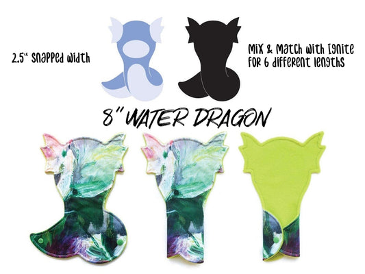 Water Dragon | Custom Cloth Pad | 8 inch Only | 2.5" Snapped Width