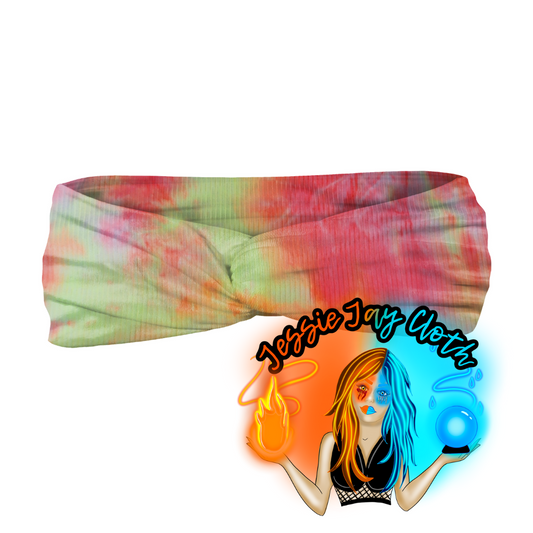Brushed Neon Yellow Orange Tie-Dye | Ribbed Pointelle | Twist Knot Head Band | Custom Turban Head Band | 4 Sizes