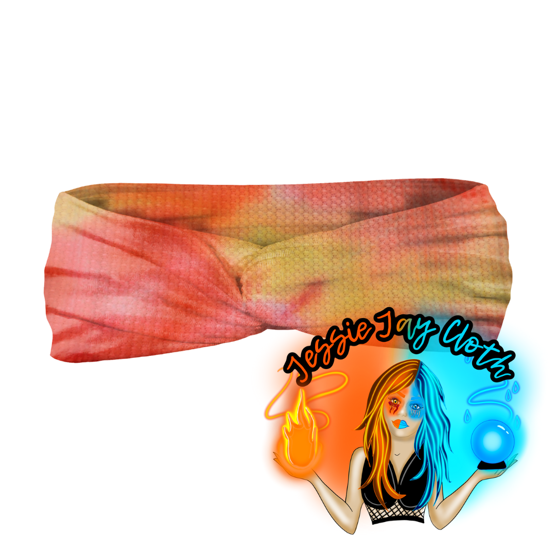 Citrus Fusion Tie Dye Waffle Knit | Twist Knot Head Band | Custom Turban Head Band | 4 Sizes