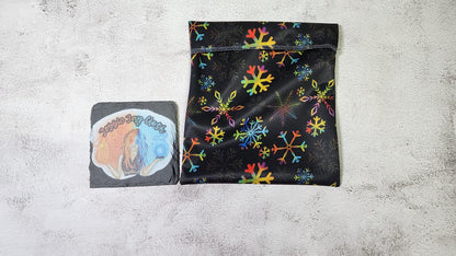 Rainbow Snowflake Custom PUL Lined Pad Wrapper |  Wet bag |  | Multi Use bag | 4 sizes to choose from