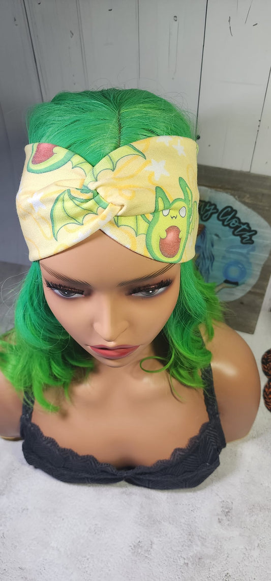 Avocado Fruit Bat | Soft French Terry Twist Knot Head Band | Custom Turban Head Band | 4 Sizes