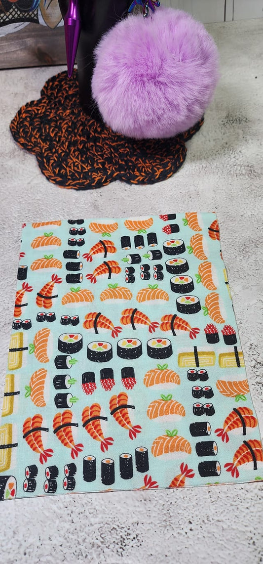 Size XS | Sushi on light blue | Semi Custom Boxy Bag | Cut out & ready to sew |