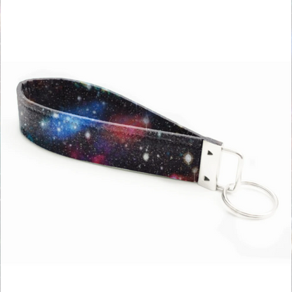 Glitter Rainbow Galaxy | Wristlet Key Fob | Fabric Keychain | Great for gifts |