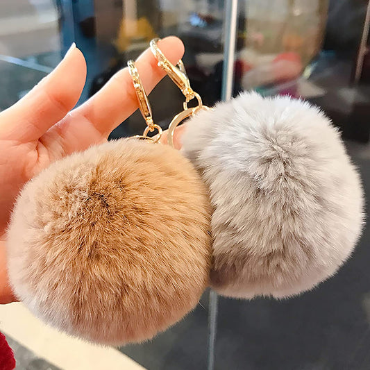 Large 10 cm Pompom Keychain | Or just the Pompom | Faux Rabbit Fur | Add on
