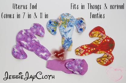 Uterus Shaped Custom Cloth Pad | 7/8/9/10/11/12/14 | 2.5" Snapped