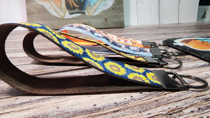 Sunflower, Friends, Dolls Wristlet Key Fob | Ribbon/Nylon Fabric Keychain | Choose your print