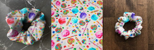 Rainbow Sweets Galore | Custom Hair Scrunchie | Adult Size & Toddler Size | 7 Options