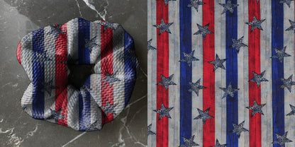Fireworks Star on wood | Red, White, Blue | Holiday  | Custom Hair Scrunchie | Adult Size & Toddler Size | 7 Options