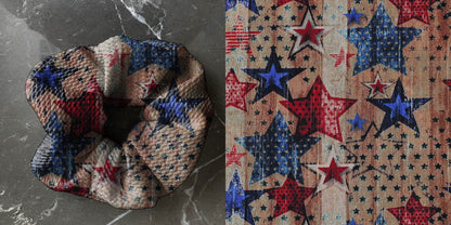 Stars on wood Plank | Red, White, Blue | Holiday  | Custom Hair Scrunchie | Adult Size & Toddler Size | 7 Options