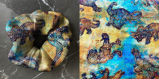 Geo Dino | Custom Hair Scrunchie | Adult Size & Toddler Size | 7 Options