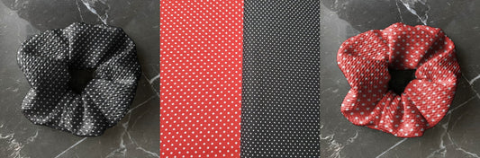 Red or Black dots  | Custom Hair Scrunchie | Adult Size & Toddler Size | 7 Options