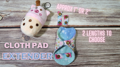 Wing Snap Extenders | Make your cloth pads wider | Choose 2 pack or 4 pack | 2 Size options | Cotton Candy Colored Print
