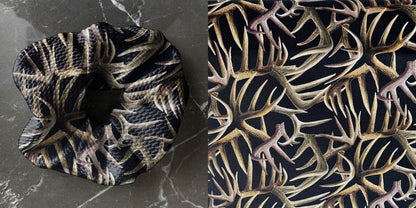 Antlers on black | Custom Hair Scrunchie | Adult Size & Toddler Size | 7 Options