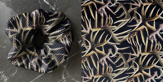 Antlers on black | Custom Hair Scrunchie | Adult Size & Toddler Size | 7 Options