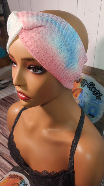 Cotton Candy A  | Medium 21" | RTS Waffle Knit Head Band | Ready to ship |